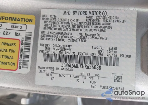 2017 Lincoln Mkz Hybrid Reserve from USA, damaged, VIN 3LN6L5MUXHR636038